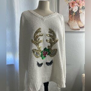 Reindeer white holiday sweater